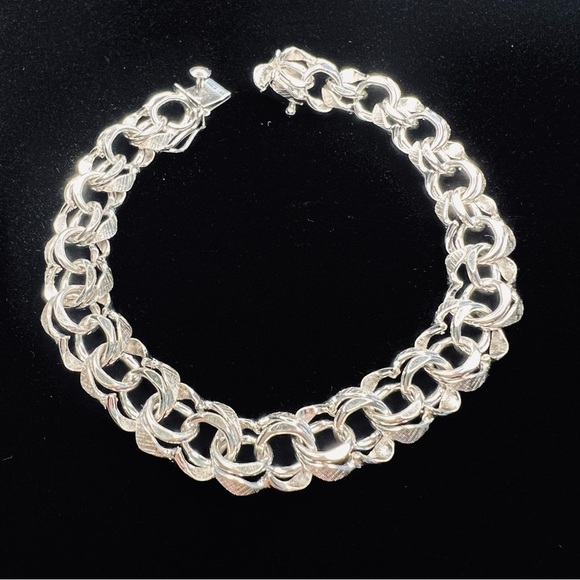 VTG .925β Sterling Bracelet Marked Multi-Links Charm Bracelet Perfect 7β - Picture 9 of 9